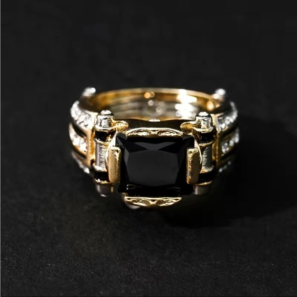 Men's Artificial Rhinestone Inlaid Carved Ring Element Artificial Jewelry - Picture 5 of 5